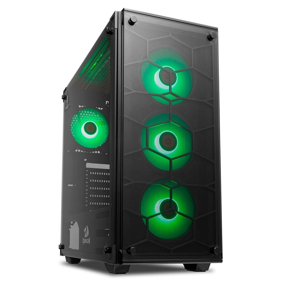 Imagem 17 de 24 do produto Gabinete Gamer Redragon Wheel Jack, Mid Tower, Lateral e Frontal em Vidro - GC-606BK