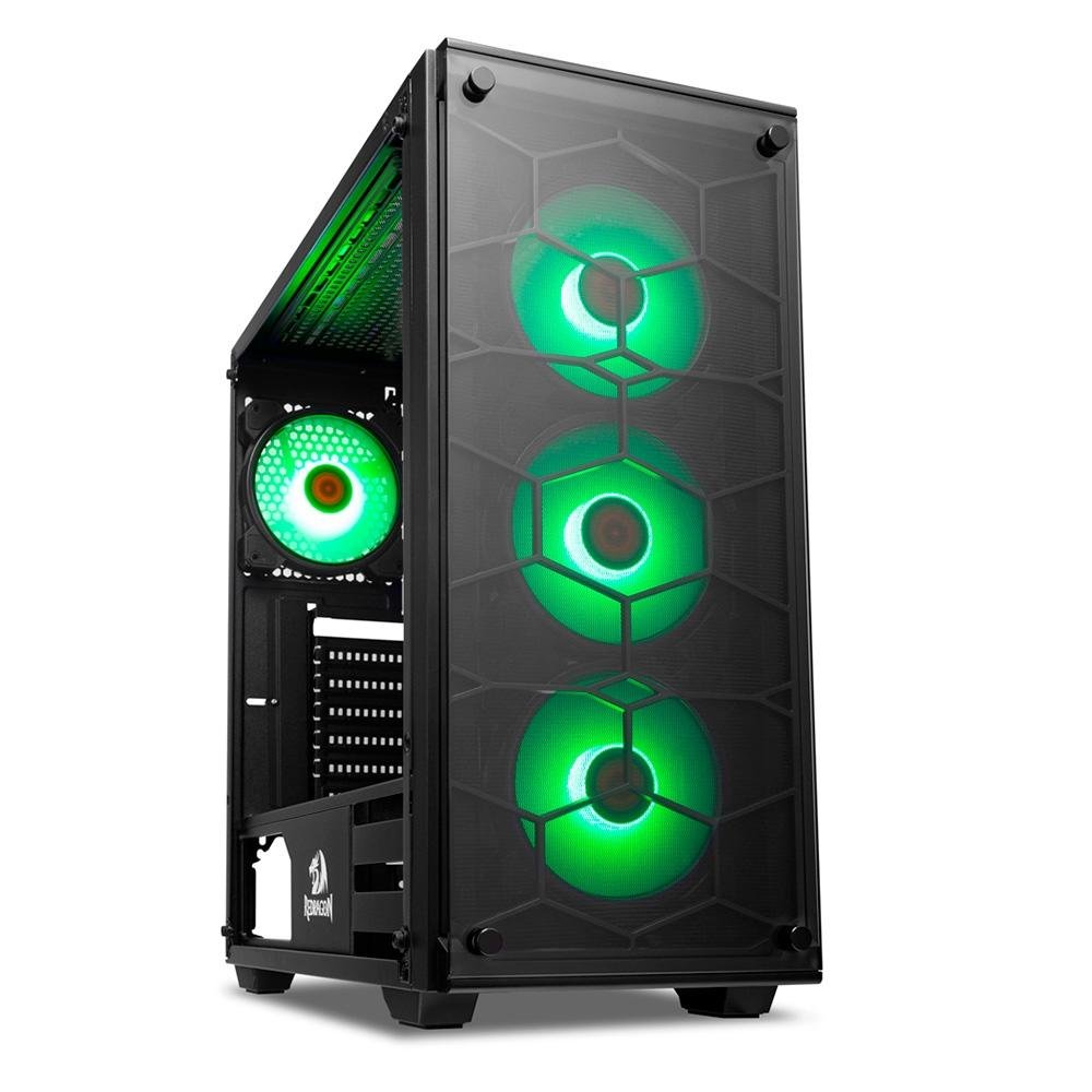 Imagem 19 de 24 do produto Gabinete Gamer Redragon Wheel Jack, Mid Tower, Lateral e Frontal em Vidro - GC-606BK