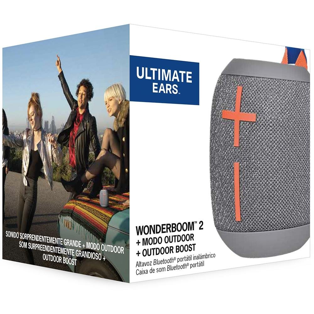 Caixa de Som Bluetooth Ultimate Ears WONDERBOOM 2 Portátil e À Prova D´Água - Até 13 horas de Bateria - Cinza - 984-001555 Caixa de Som Bluetooth Ultimate Ears WONDERBOOM 2 Portátil e À Prova D´Água - Até 13 horas de Bateria - Cinza - 984-001555
