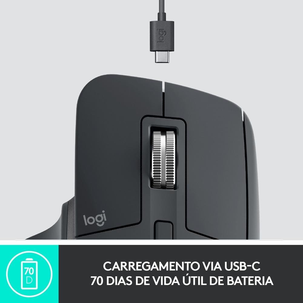 Mouse sem fio Logitech MX Master 3 com Sensor Darkfield para Qualquer Superfície, USB Unifying ou Bluetooth, Recarregável - 910-005647 Mouse sem fio Logitech MX Master 3 com Sensor Darkfield para Qualquer Superfície, USB Unifying ou Bluetooth, Recarregável - 910-005647