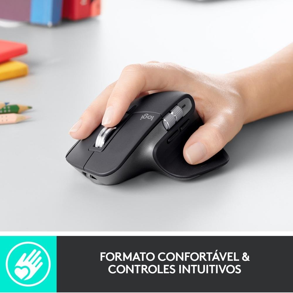 Mouse sem fio Logitech MX Master 3 com Sensor Darkfield para Qualquer Superfície, USB Unifying ou Bluetooth, Recarregável - 910-005647 Mouse sem fio Logitech MX Master 3 com Sensor Darkfield para Qualquer Superfície, USB Unifying ou Bluetooth, Recarregável - 910-005647