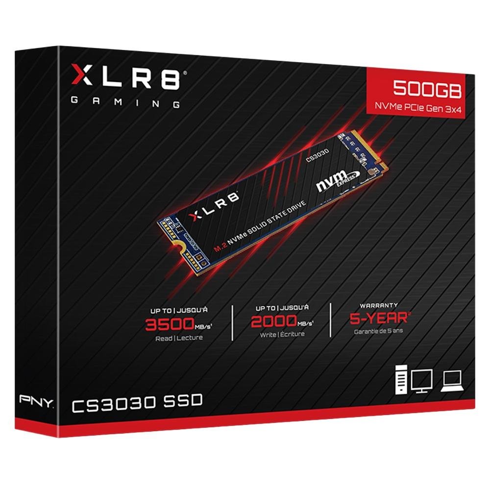 Imagem 3 de 3 do produto SSD PNY CS3030, 500GB, M.2, Leitura: 3500MB/s e Gravação: 2000MB/s, Preto - M280CS3030-500-RB