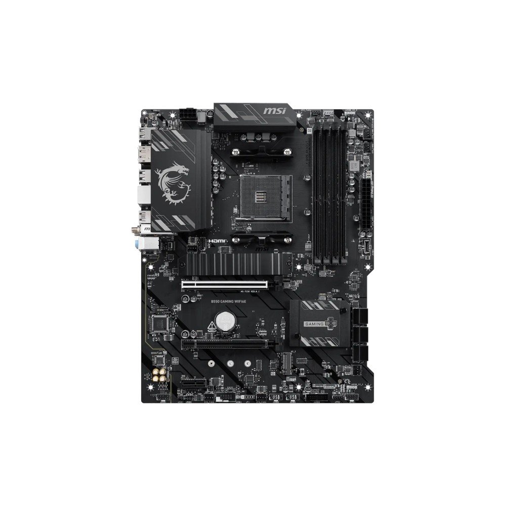 Placa-Mãe MSI B550 Gaming WiFi6E, AMD AM4, Micro ATX, DDR4, Wi-Fi 6E, Bluetooth 5.2, Preto e Prata - B550 GAMING WIFI6E