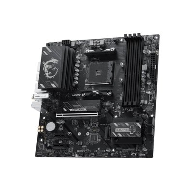 Placa-Mãe MSI B550M Gaming Plus WiFi6E, AMD AM4, Micro ATX, DDR4, Wi-Fi 6E, Bluetooth 5.2, Preto e Prata - B550M GAMING PLUS WIFI6E