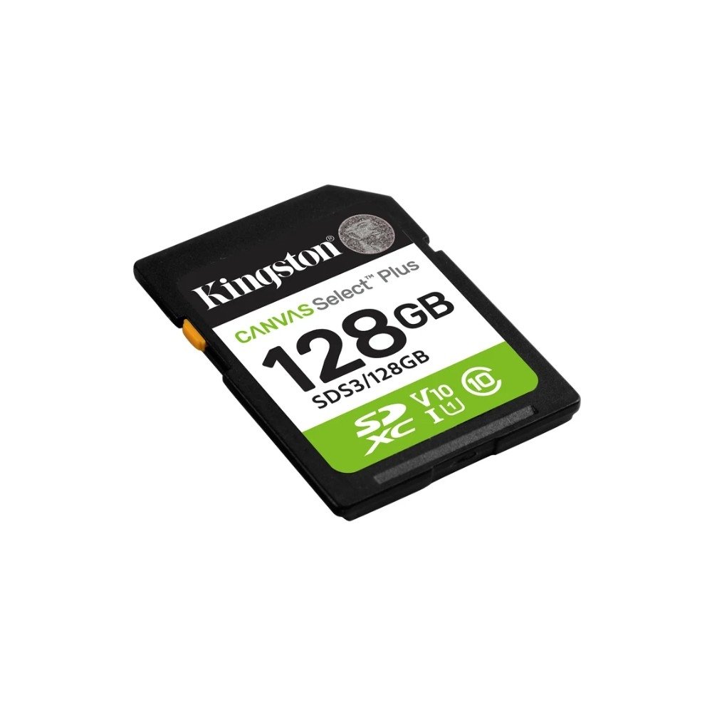 Cartão de Memória SD KIngston de 128GB Canvas Select Plus Gen3, Leitura: 150MB/s, Classe 10, U1, V10 - SDS3/128GB