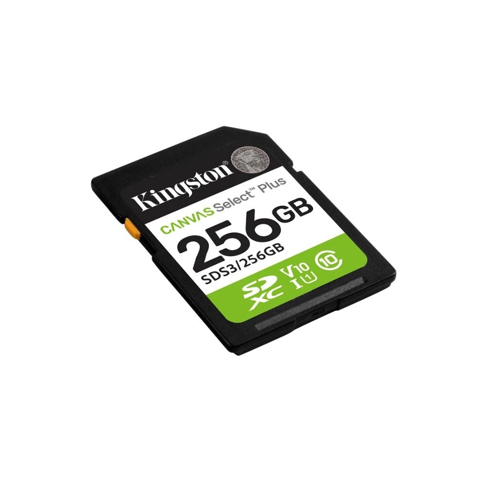 Cartão de Memória SD KIngston de 256GB Canvas Select Plus Gen3, Leitura: 150MB/s, Classe 10, U1, V10 - SDS3/256GB