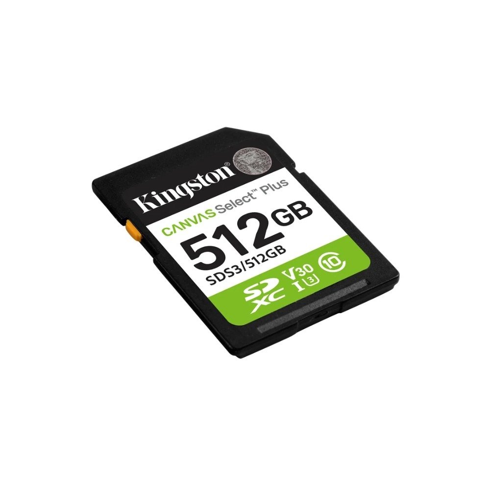 Cartão de Memória SD KIngston de 512MB Canvas Select Plus Gen3, Leitura: 150MB/s, Classe 10, U3, V30 - SDS3/512GB