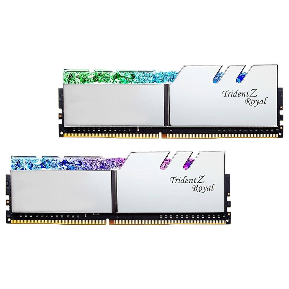 Memória RAM G.Skill Trident Z Royal RGB, 32GB (2x16GB), 3000MHz, DDR4, CL16, Prata - F4-3000C16D-32GTRS