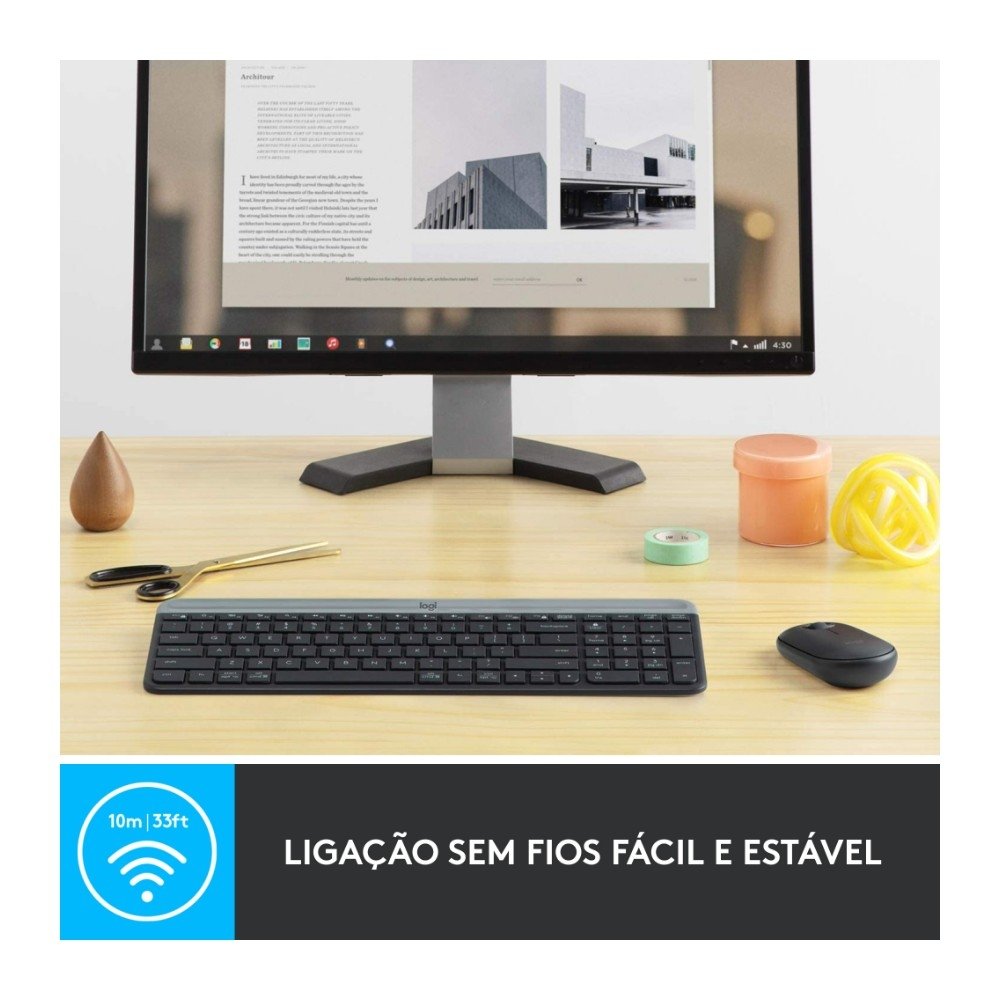 Combo Teclado e Mouse sem fio Logitech MK470 com Design Slim, Digitação e Clique Silencioso, Mouse Ambidestro e Pilhas Inclusas - 920-009268 - view 4