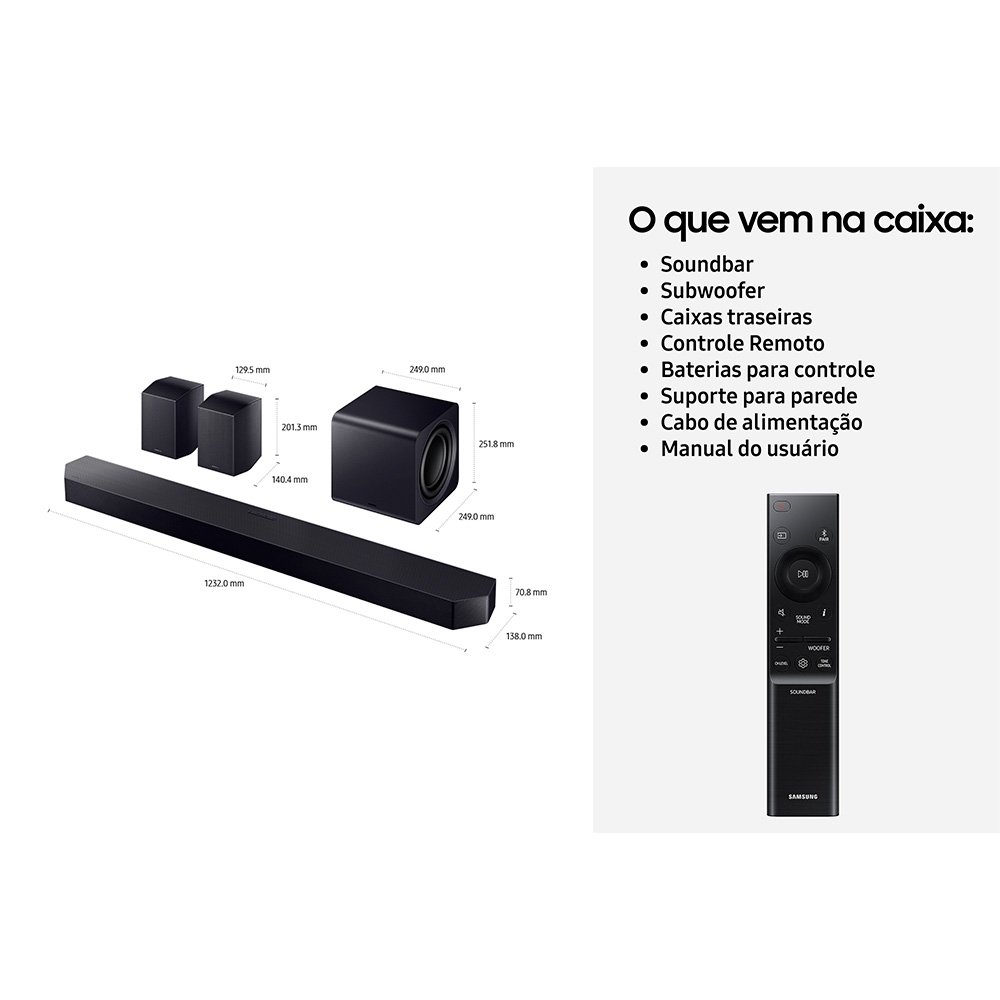 Soundbar Samsung Série Q HW-Q990H, Bluetooth, 656W, com Subwoofer Sem Fio, 11.1.4 Canais, Dolby Atmos, Preto - HWQ990HZD - view 8