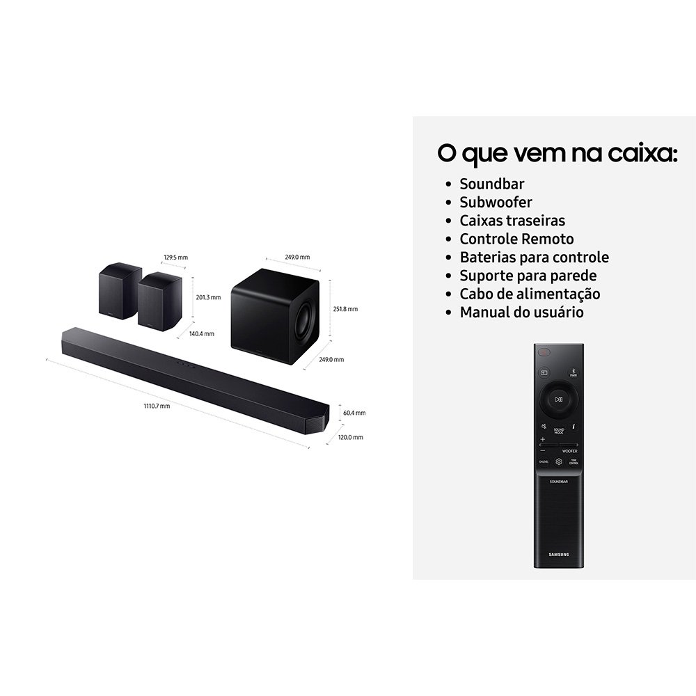 Soundbar Samsung Série Q HW-Q930H, Bluetooth, 540W, com Subwoofer Sem Fio, 9.1.4 Canais, Dolby Atmos, Preto - HWQ930HZD - view 8