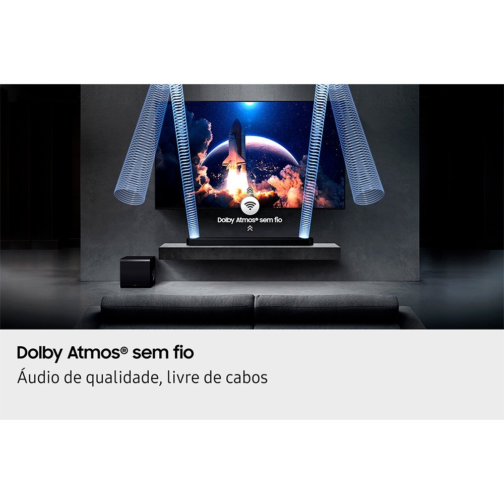 Imagem 9 de 12 do produto Soundbar Samsung Série Q HW-Q800H, Bluetooth, 360W, com Subwoofer Sem Fio, 5.1.2 Canais, Dolby Atmos, Preto - HWQ800HZD