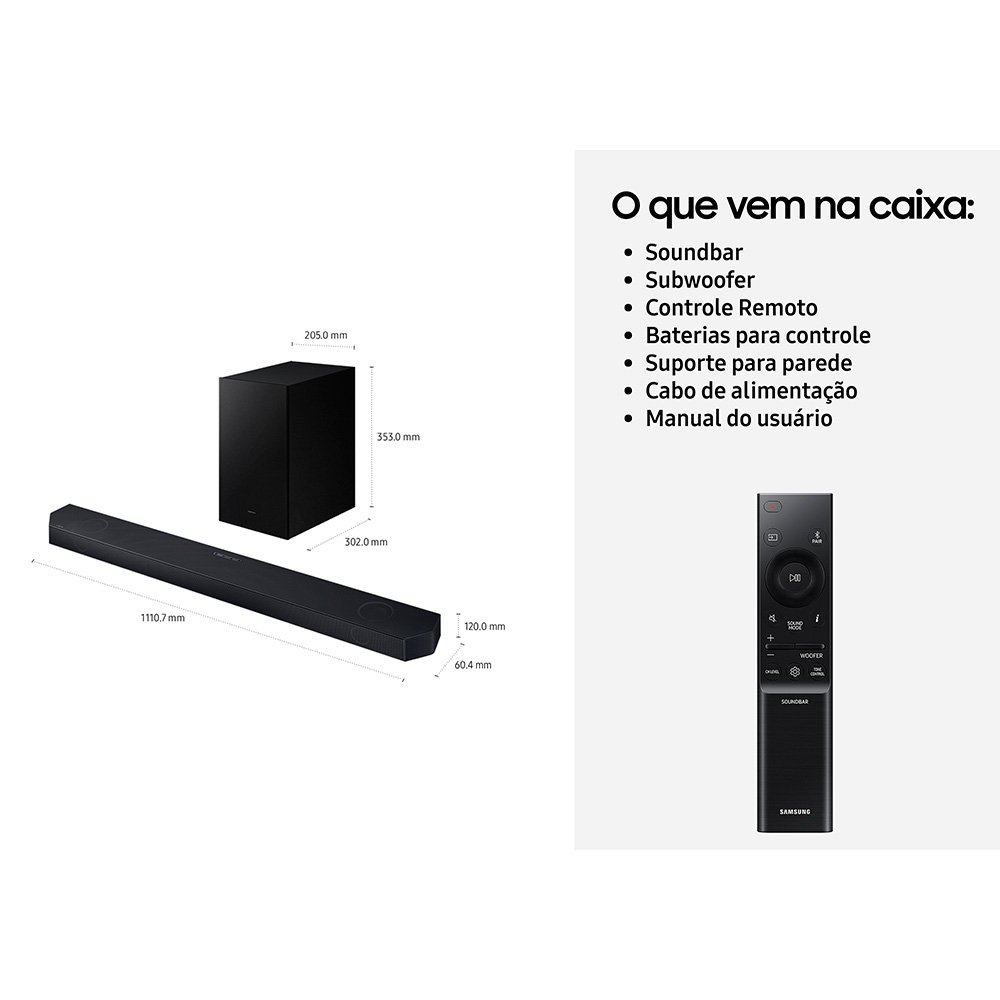 Soundbar Samsung Série Q HW-Q600H, Bluetooth, 360W, com Subwoofer Sem Fio, 3.1.2 Canais, Dolby Atmos, Preto - HWQ600HZD - view 7