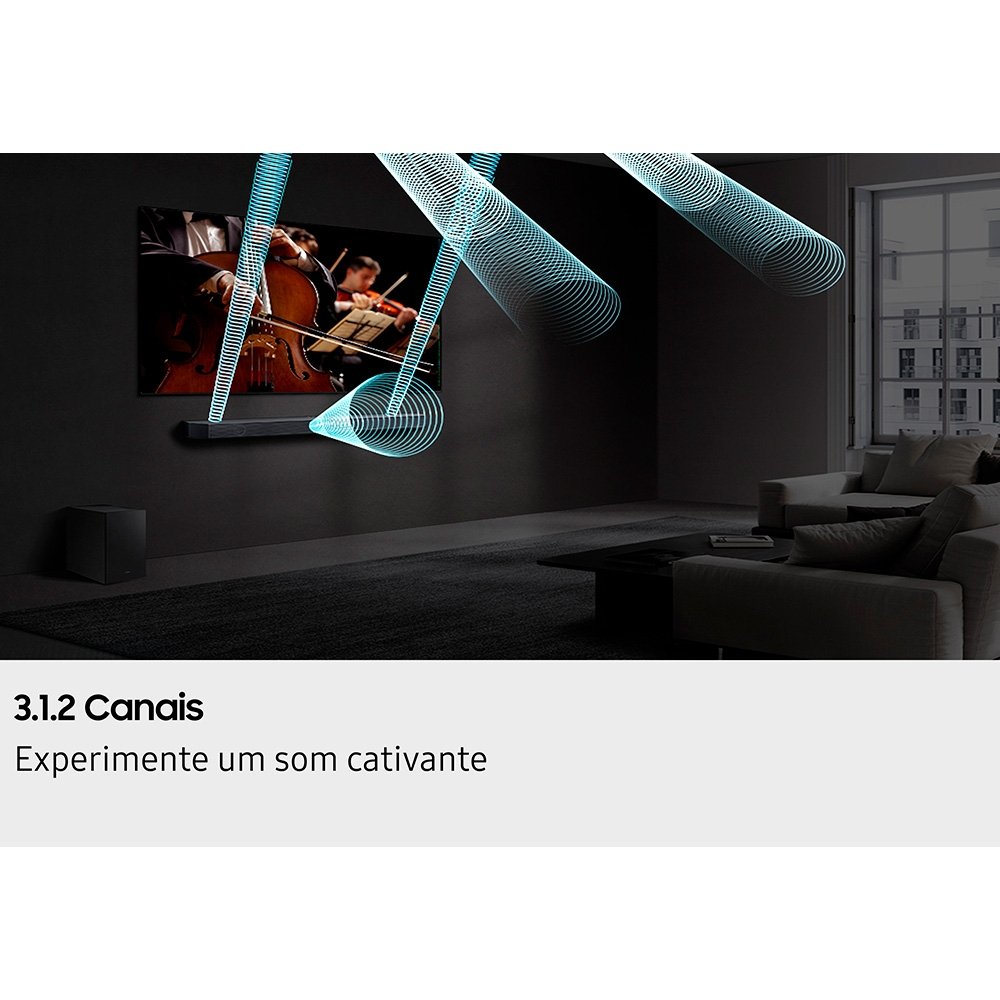 Soundbar Samsung Série Q HW-Q600H, Bluetooth, 360W, com Subwoofer Sem Fio, 3.1.2 Canais, Dolby Atmos, Preto - HWQ600HZD - view 8