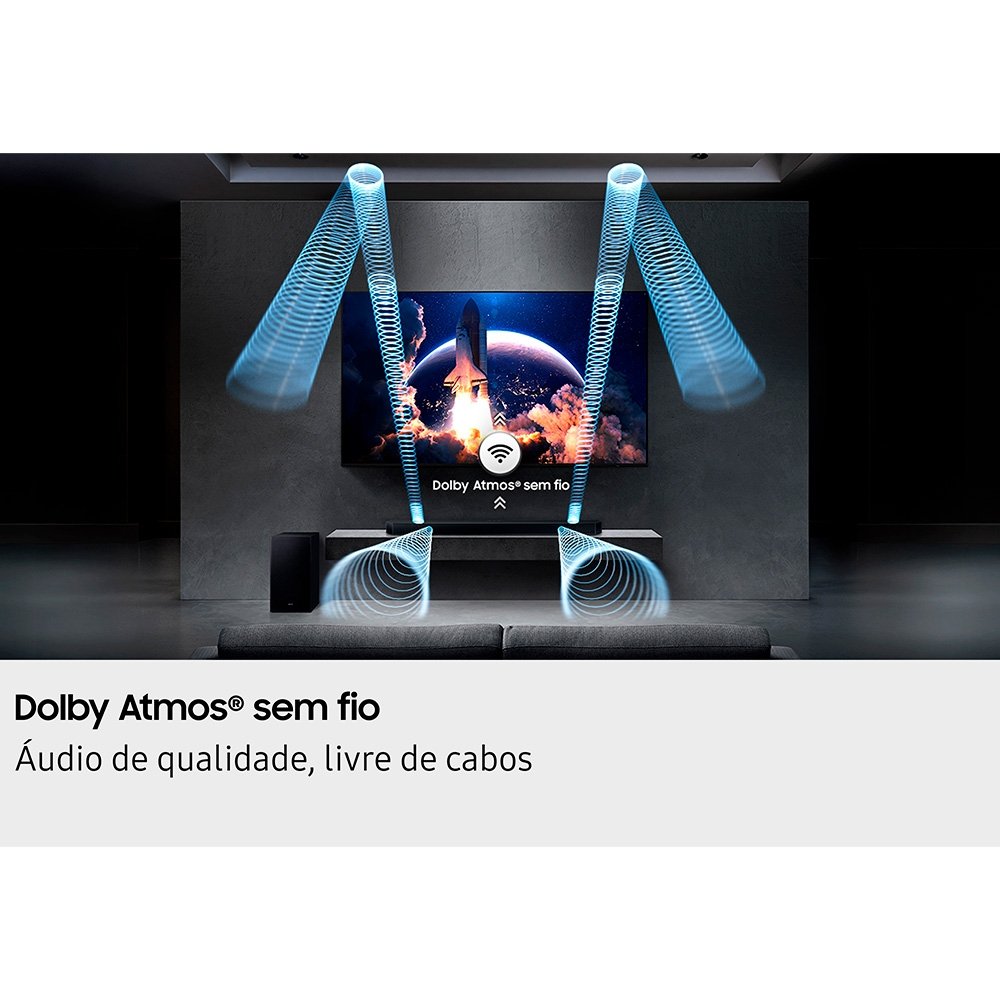 Soundbar Samsung Série Q HW-Q600H, Bluetooth, 360W, com Subwoofer Sem Fio, 3.1.2 Canais, Dolby Atmos, Preto - HWQ600HZD - view 9
