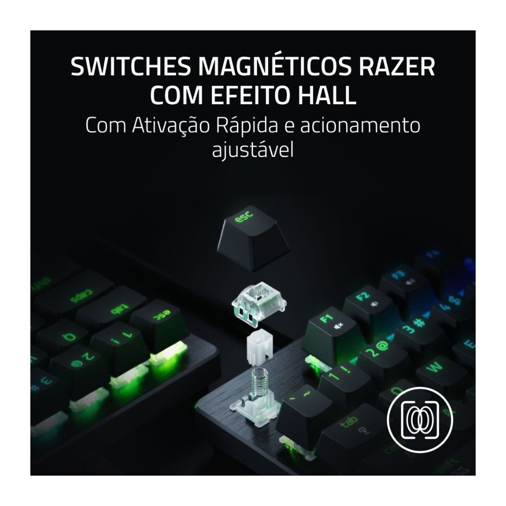 Imagem 14 de 14 do produto Teclado Magnético Gamer Razer Huntsman V3 HE TKL, 8KHz, Rapid Trigger, USB-C, RGB, Preto - RZ03-05920200