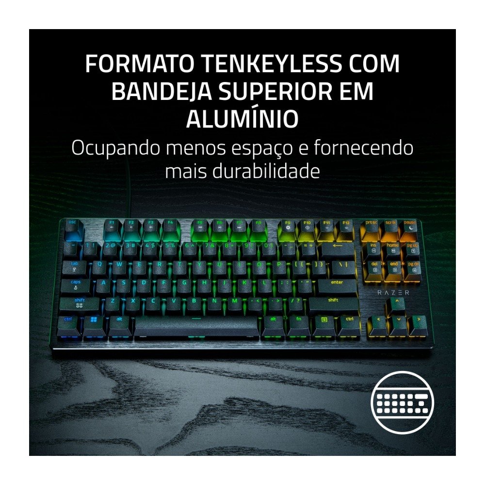 Teclado Magnético Gamer Razer Huntsman V3 HE TKL, 8KHz, Rapid Trigger, USB-C, RGB, Preto - RZ03-05920200