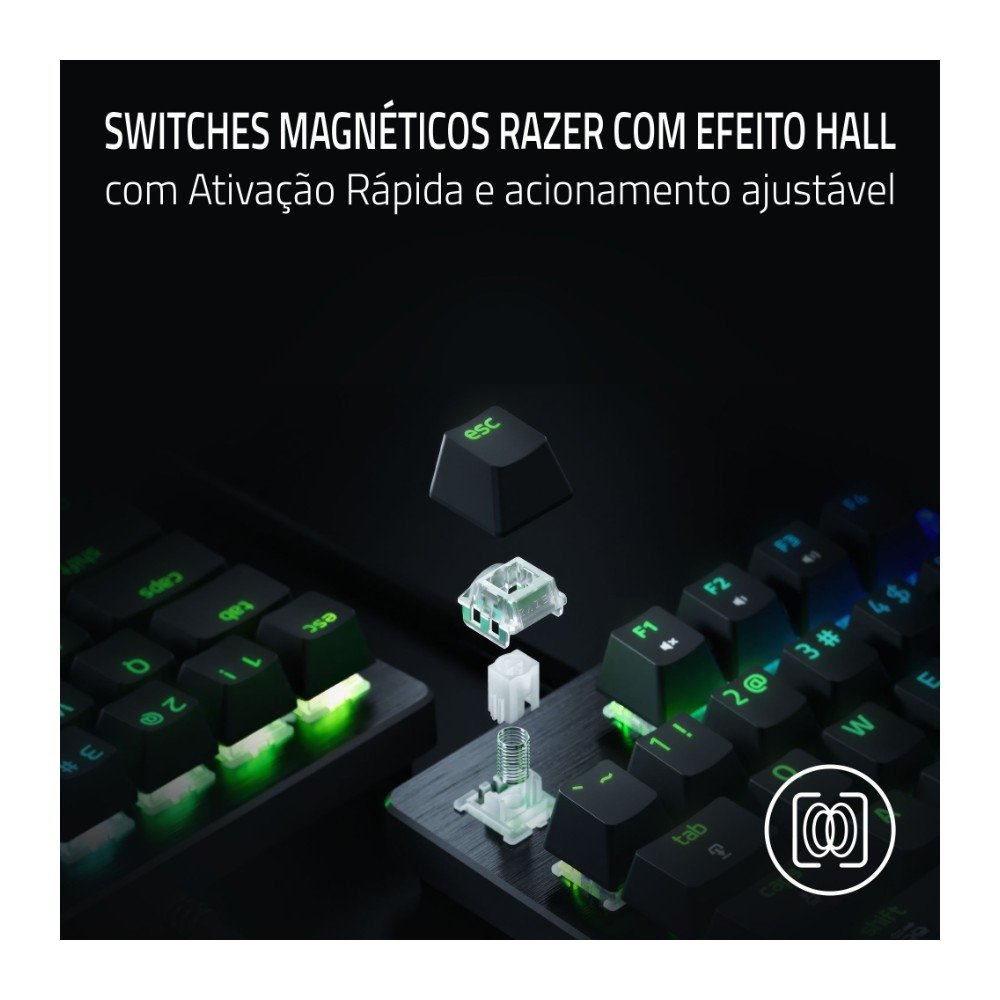Imagem 10 de 10 do produto Teclado Magnético Gamer Razer Huntsman V3 HE Mini 65%, 8KHz, Rapid Trigger, USB-C, RGB, Preto - RZ03-05930200