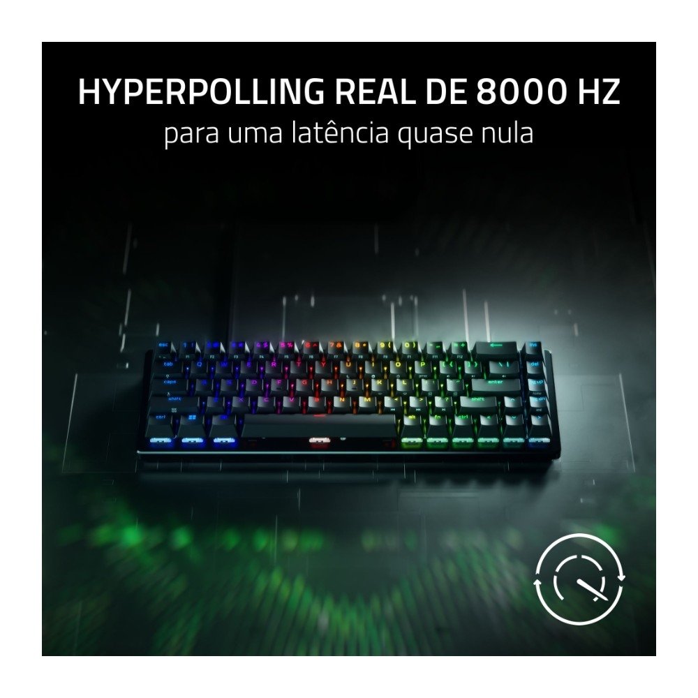 Imagem 9 de 10 do produto Teclado Magnético Gamer Razer Huntsman V3 HE Mini 65%, 8KHz, Rapid Trigger, USB-C, RGB, Preto - RZ03-05930200