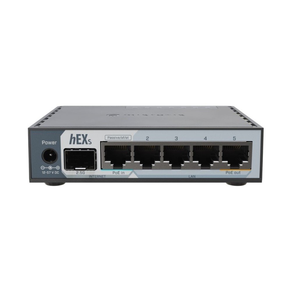 Roteador MikroTik hEX S (2025) E60IUGS, 5 Portas Gigabit Ethernet, 1 Porta SFP 2.5Gbps, RouterOS