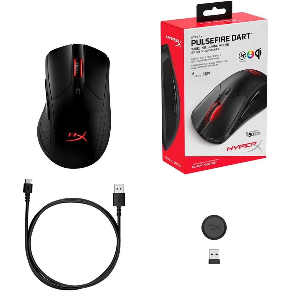 Imagem 8 de 8 do produto Mouse Sem Fio Gamer HyperX Pulsefire Dart, RGB, 16000DPI - HX-MC006B