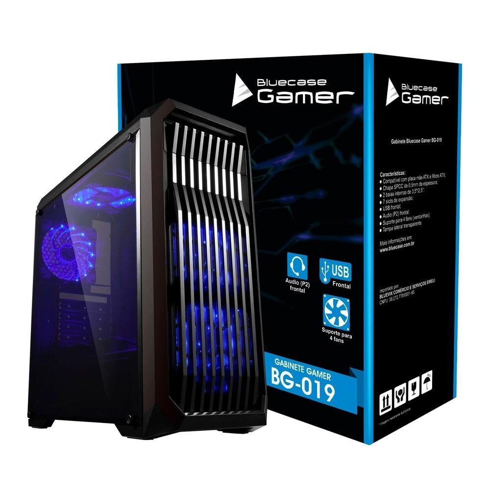 Imagem 2 de 2 do produto Gabinete Gamer Bluecase BG-019, Mid Tower, Lateral em Acrílico - BG019GCASE