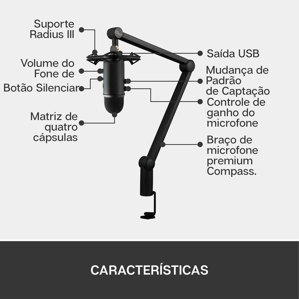 Microfone Condensador Blue Yeticaster Podcast | KaBuM!