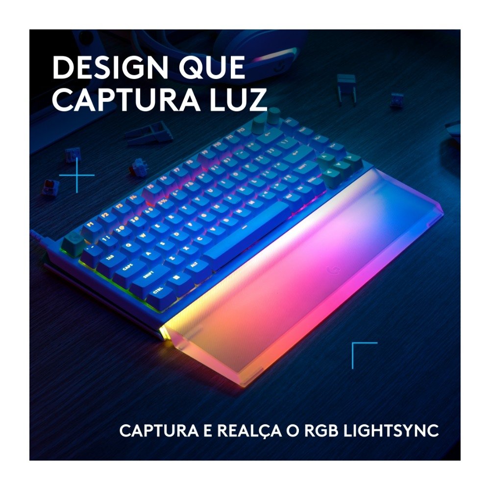 Imagem 10 de 10 do produto Apoio Para as Mãos Logitech G512 X PALM REST 75, Acrílico, LIGHTSYNC, RGB, para Teclado Gamer G512 X 75 - 943-001623