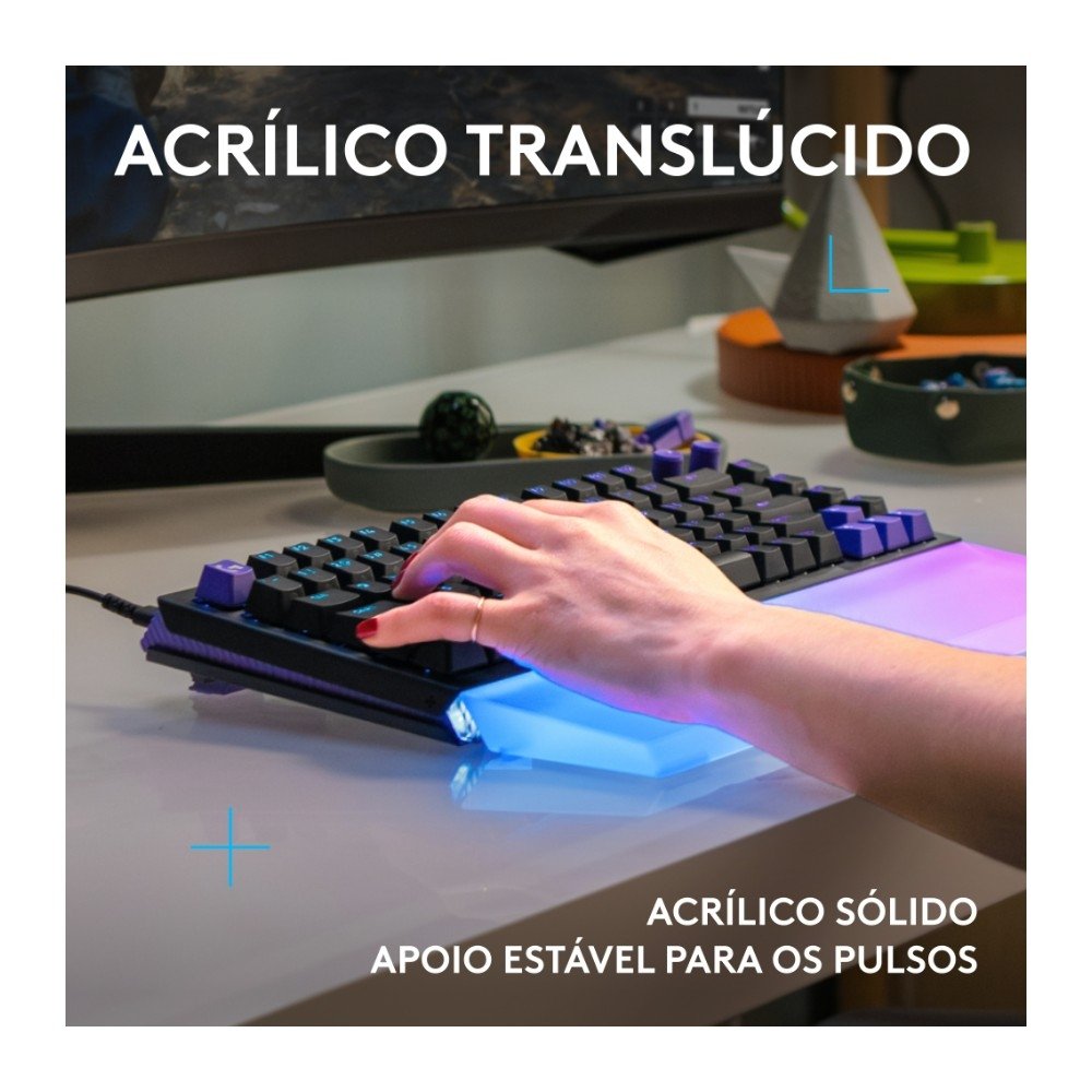 Imagem 9 de 10 do produto Apoio Para as Mãos Logitech G512 X PALM REST 75, Acrílico, LIGHTSYNC, RGB, para Teclado Gamer G512 X 75 - 943-001623