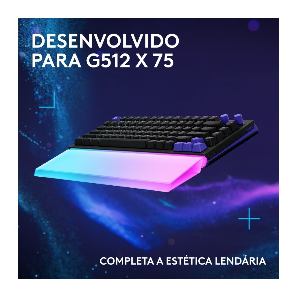 Imagem 2 de 10 do produto Apoio Para as Mãos Logitech G512 X PALM REST 75, Acrílico, LIGHTSYNC, RGB, para Teclado Gamer G512 X 75 - 943-001623