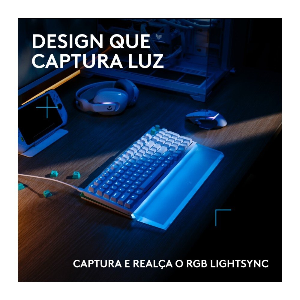 Apoio Para as Mãos Logitech G512 X PALM REST 98, Acrílico, LIGHTSYNC, RGB, para Teclado Gamer G512 X 98 - 943-001626