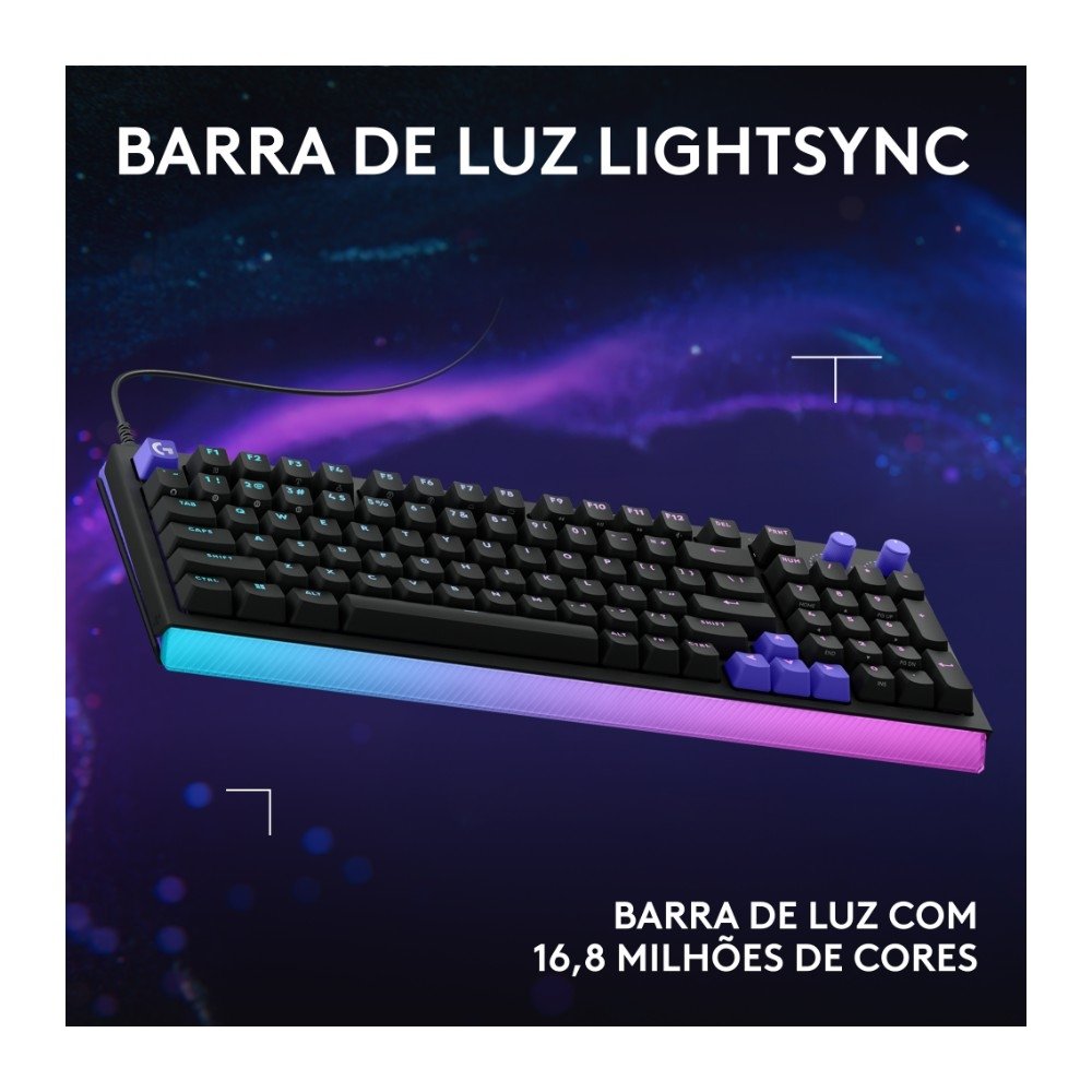 Imagem 8 de 11 do produto Teclado Magnético Mecânico Gamer Logitech G512 X 98, Hot swappable, RAPID TRIGGER, RGB LIGHTSYNC, PC e Mac, Layout US - 920-013972