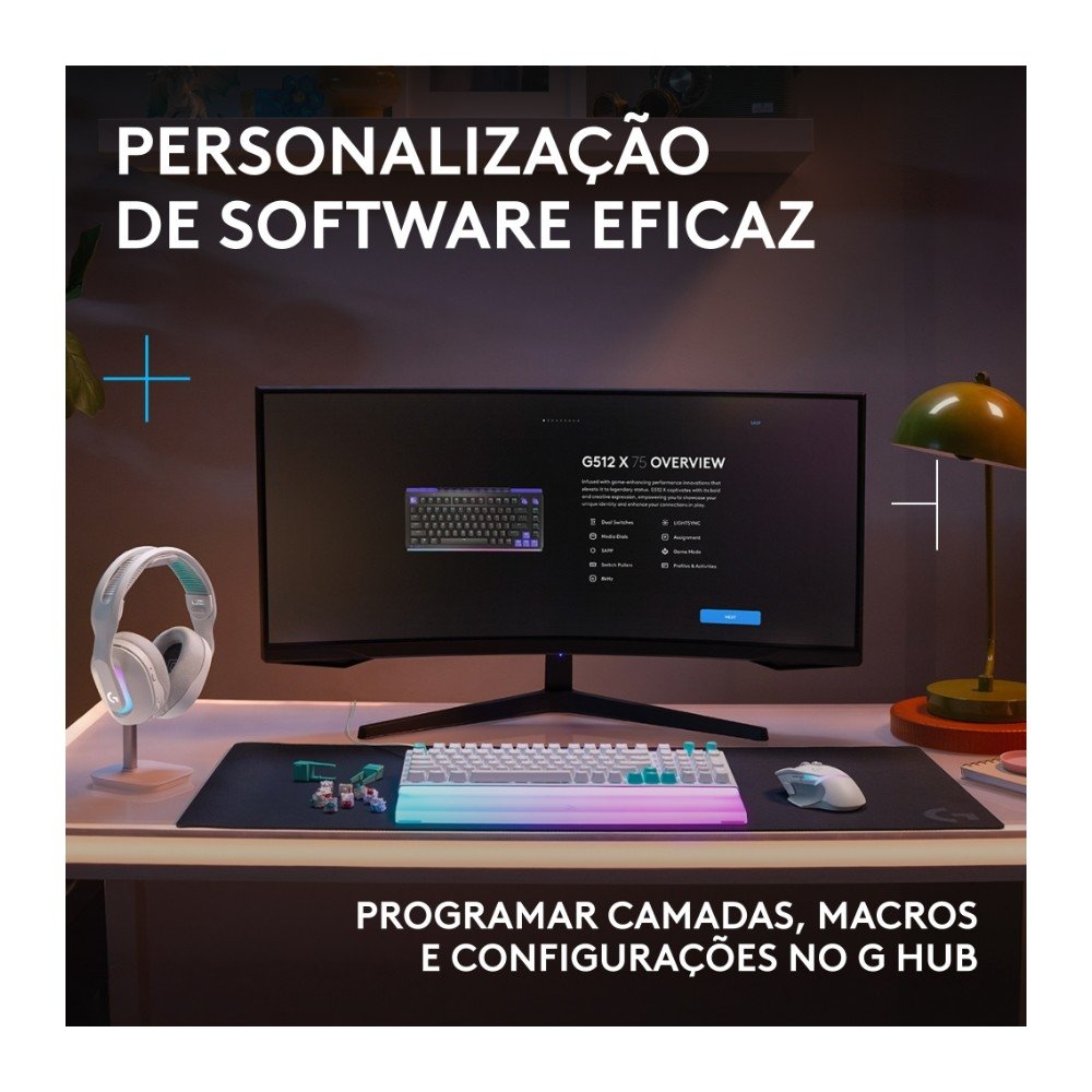 Imagem 8 de 11 do produto Teclado Magnético Mecânico Gamer Logitech G512 X 98, Hot swappable, RAPID TRIGGER, RGB LIGHTSYNC, PC e Mac, Layout US - 920-013996