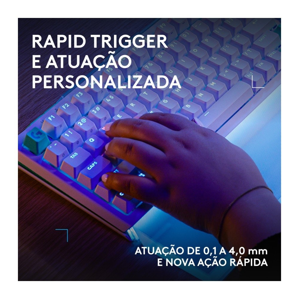 Imagem 5 de 11 do produto Teclado Magnético Mecânico Gamer Logitech G512 X 98, Hot swappable, RAPID TRIGGER, RGB LIGHTSYNC, PC e Mac, Layout US - 920-013996