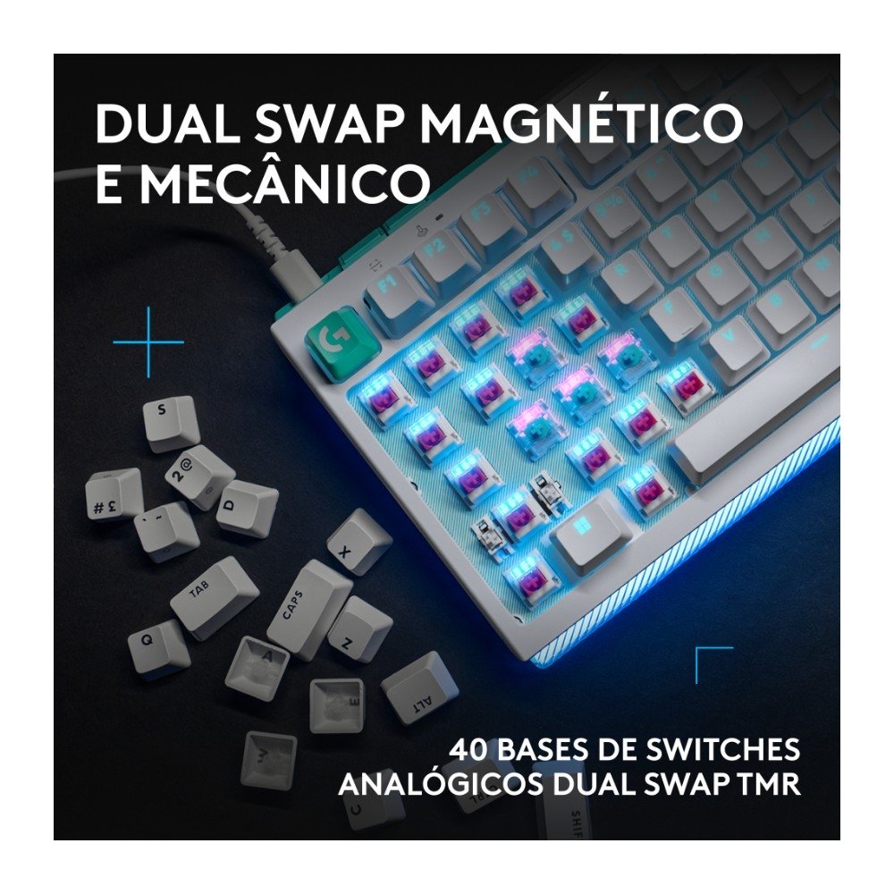 Imagem 6 de 11 do produto Teclado Magnético Mecânico Gamer Logitech G512 X 98, Hot swappable, RAPID TRIGGER, RGB LIGHTSYNC, PC e Mac, Layout US - 920-013996