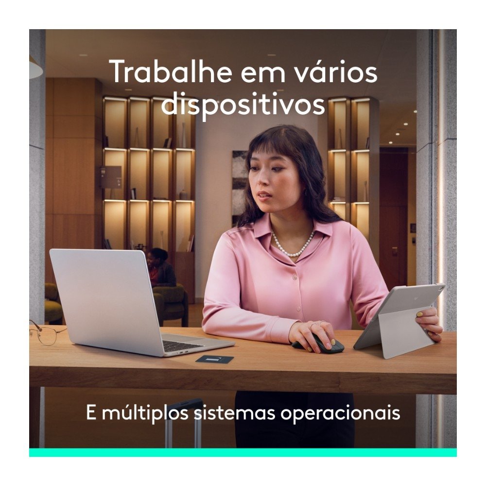 Imagem 9 de 12 do produto Mouse Sem Fio Logitech Mobi Fold, Dobrável e slim, touch scroll, cliques discretos, Bluetooth - 910-007601