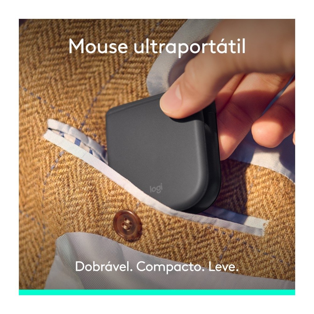 Imagem 10 de 12 do produto Mouse Sem Fio Logitech Mobi Fold, Dobrável e slim, touch scroll, cliques discretos, Bluetooth - 910-007601