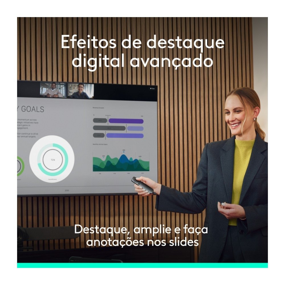 Imagem 4 de 11 do produto Apresentador Sem Fio Logitech Spotlight 2, Bluetooth, Sensação Tátil, Personalizáveis, Ponteiro Laser, USB-C, Grafite - 910-007668
