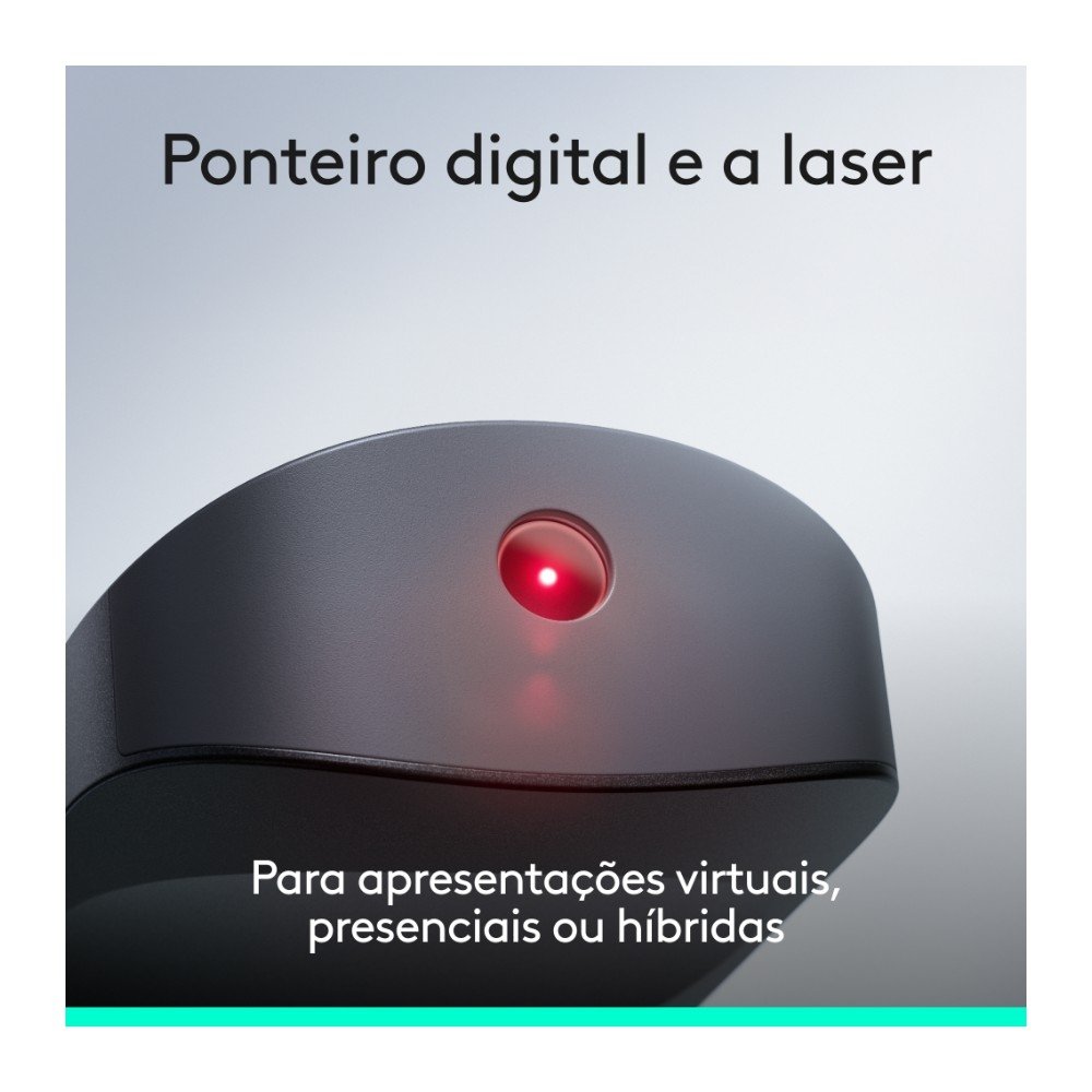 Imagem 6 de 11 do produto Apresentador Sem Fio Logitech Spotlight 2, Bluetooth, Sensação Tátil, Personalizáveis, Ponteiro Laser, USB-C, Grafite - 910-007668