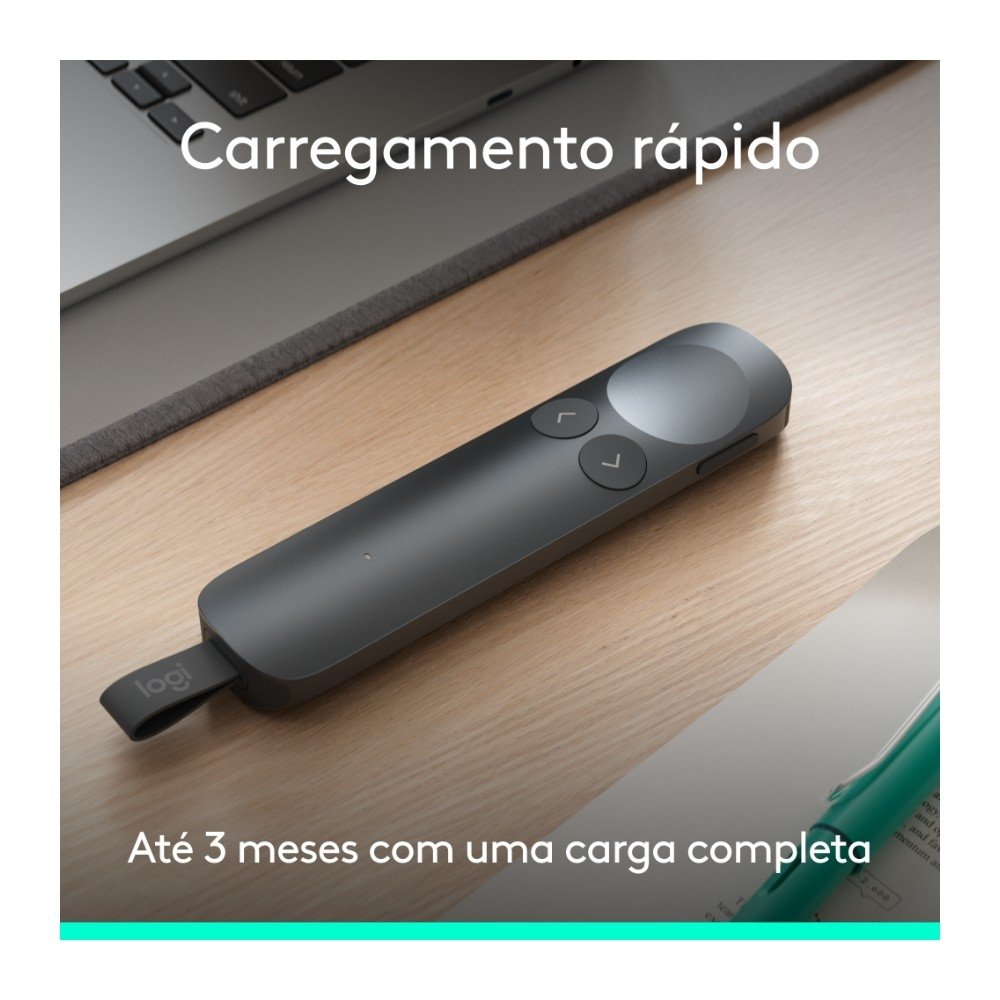 Imagem 9 de 11 do produto Apresentador Sem Fio Logitech Spotlight 2, Bluetooth, Sensação Tátil, Personalizáveis, Ponteiro Laser, USB-C, Grafite - 910-007668
