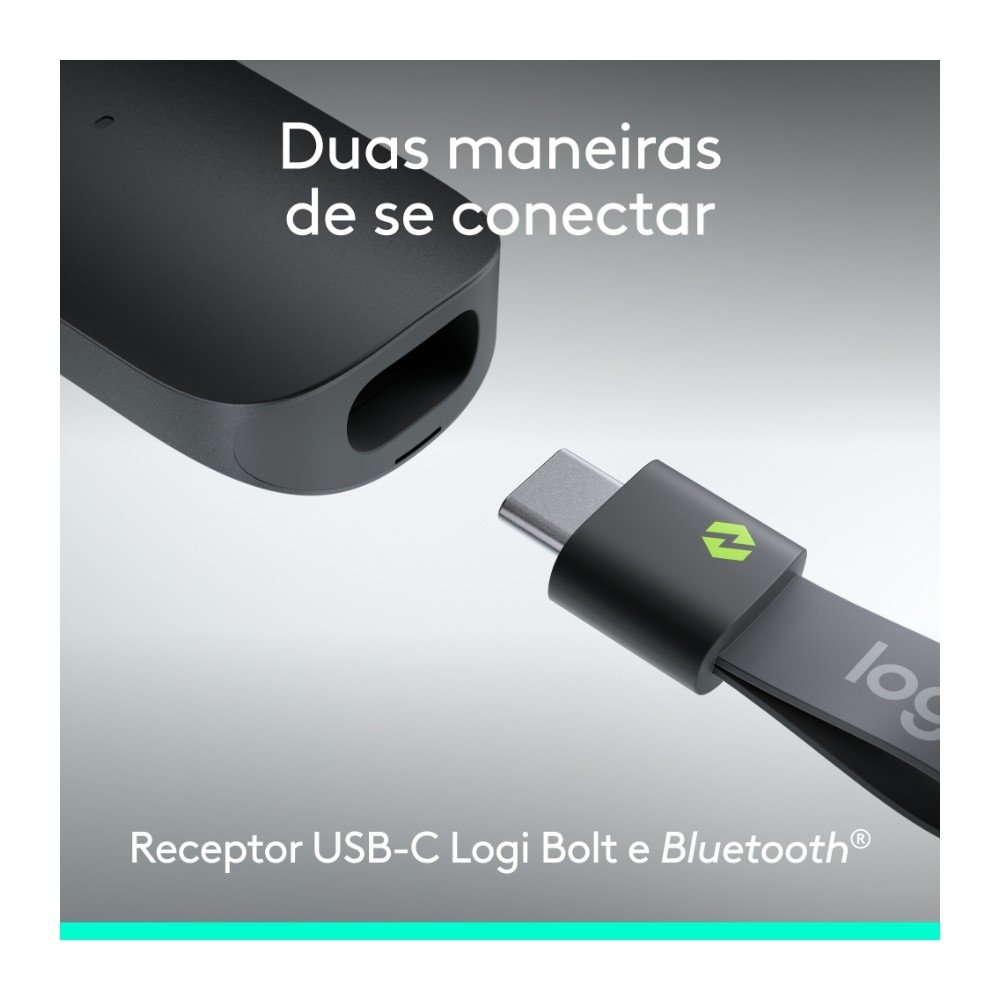 Imagem 10 de 11 do produto Apresentador Sem Fio Logitech Spotlight 2, Bluetooth, Sensação Tátil, Personalizáveis, Ponteiro Laser, USB-C, Grafite - 910-007668