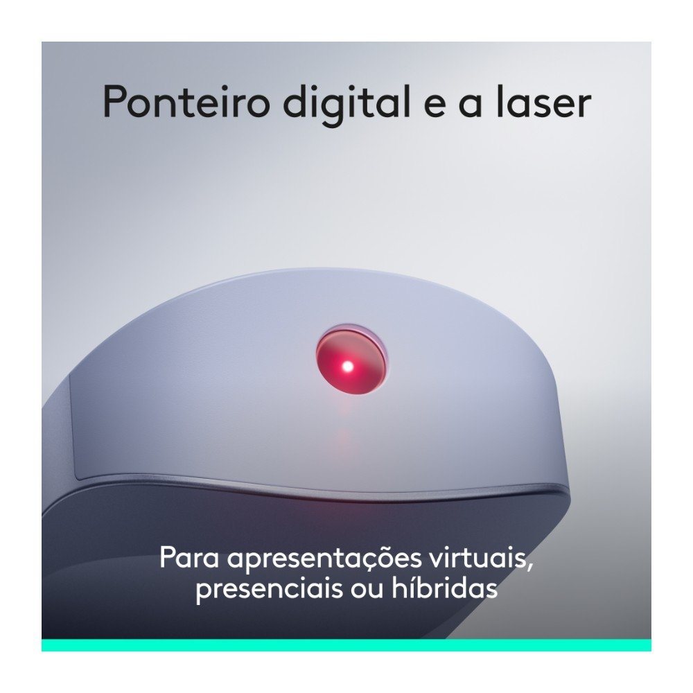 Imagem 5 de 11 do produto Apresentador Sem Fio Logitech Spotlight 2, Bluetooth, Sensação Tátil, Personalizáveis, Ponteiro Laser, USB-C, Lilás - 910-007669
