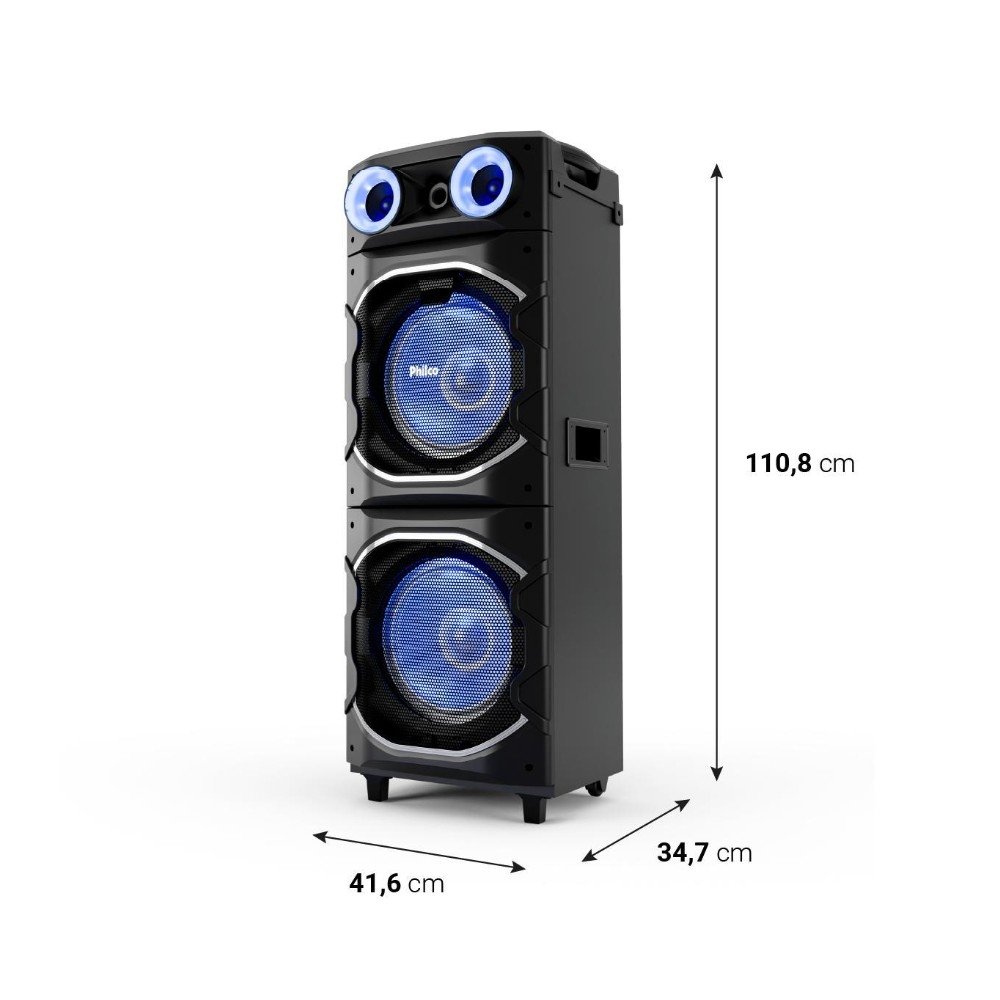 Caixa de Som Amplificada Philco PCX26000, Bluetooth, LED, Flash Light, Bivolt, Preta - 56603814 - view 2
