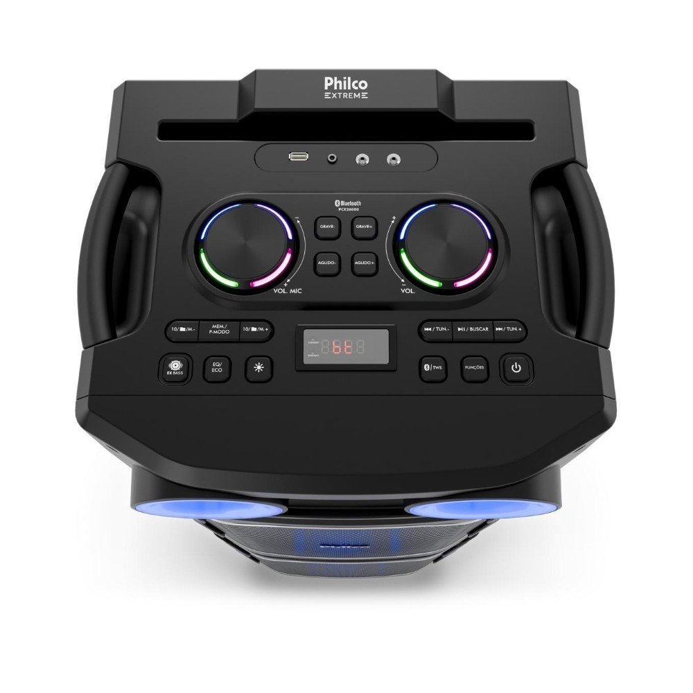 Caixa de Som Amplificada Philco PCX26000, Bluetooth, LED, Flash Light, Bivolt, Preta - 56603814 - view 6