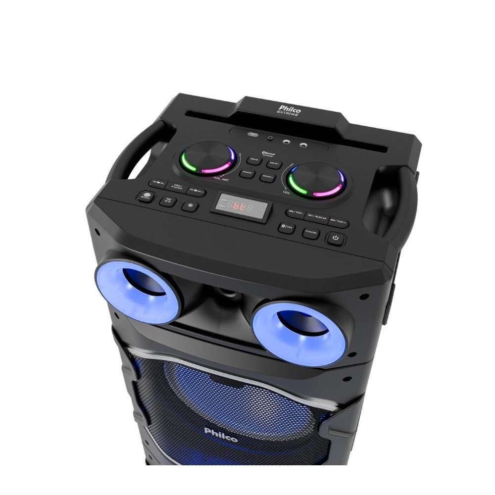 Caixa de Som Amplificada Philco PCX26000, Bluetooth, LED, Flash Light, Bivolt, Preta - 56603814 - view 5
