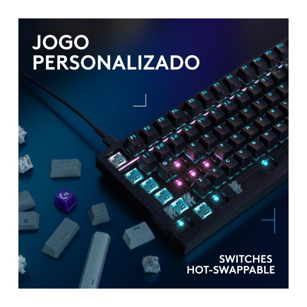 Imagem 11 de 11 do produto Teclado Mecânico Gamer Logitech G316 X 98, RGB LIGHTSYNC, USB-C, Preto - 920-014183