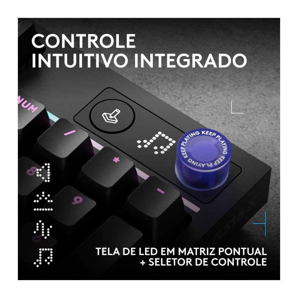 Imagem 10 de 11 do produto Teclado Mecânico Gamer Logitech G316 X 98, RGB LIGHTSYNC, USB-C, Preto - 920-014183