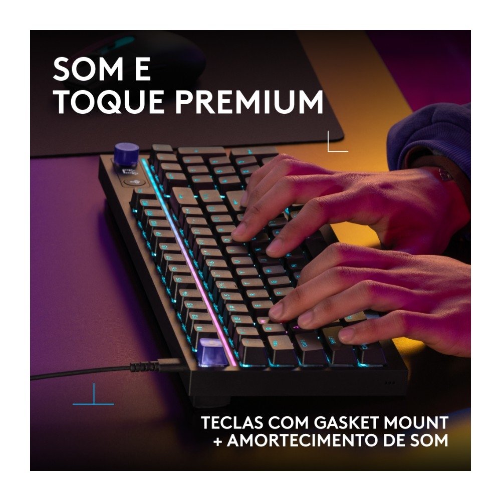 Imagem 9 de 11 do produto Teclado Mecânico Gamer Logitech G316 X 98, RGB LIGHTSYNC, USB-C, Preto - 920-014183