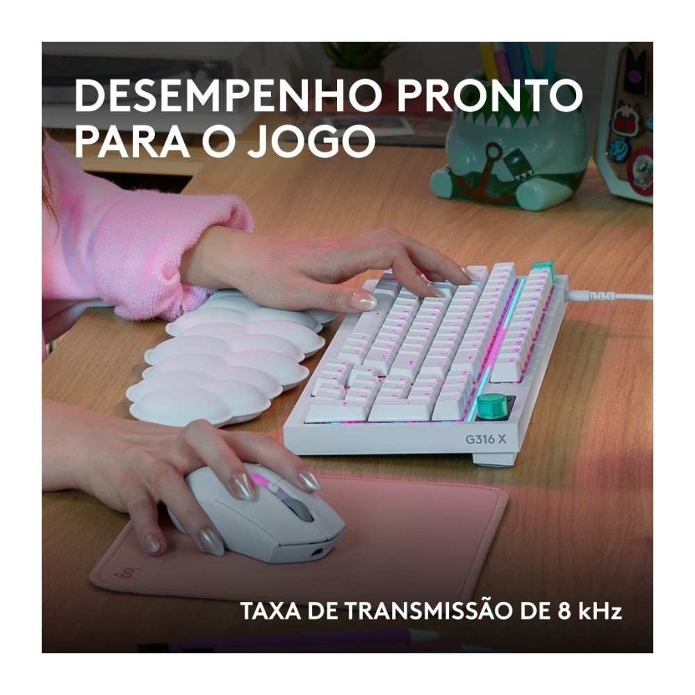 Imagem 10 de 10 do produto Teclado Mecânico Gamer Logitech G316 X 98, Com Fio, Branco - 920-014226