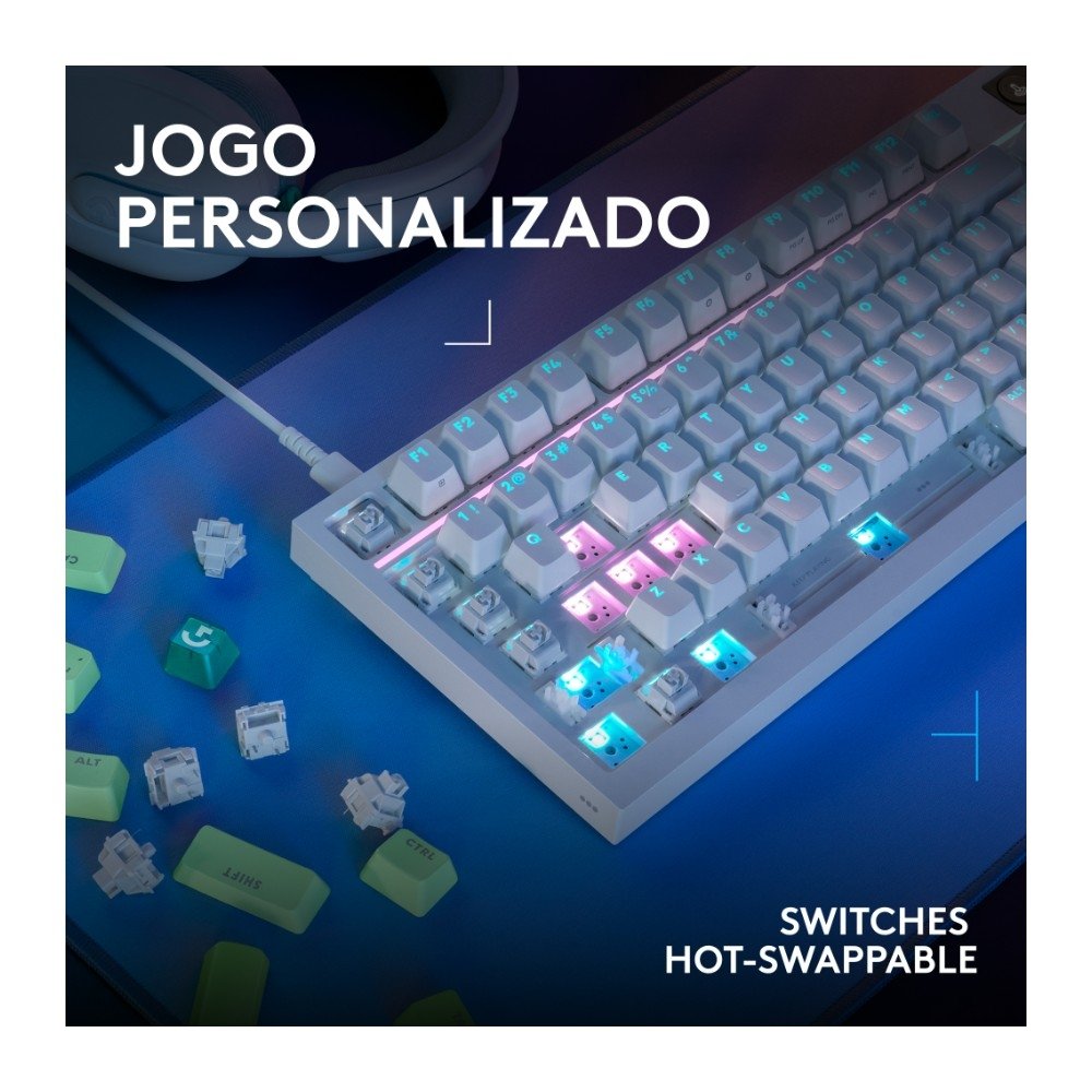Imagem 9 de 10 do produto Teclado Mecânico Gamer Logitech G316 X 98, Com Fio, Branco - 920-014226